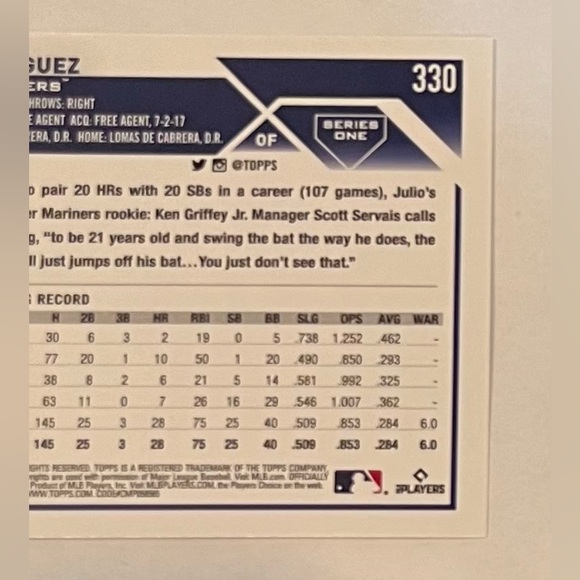 Trading card baseball 2023 Topps All Star Rookie # 330 Julio Rodriguez - Picture 8 of 8